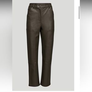 Aritzia Brennan leather cargo pant in dark olive